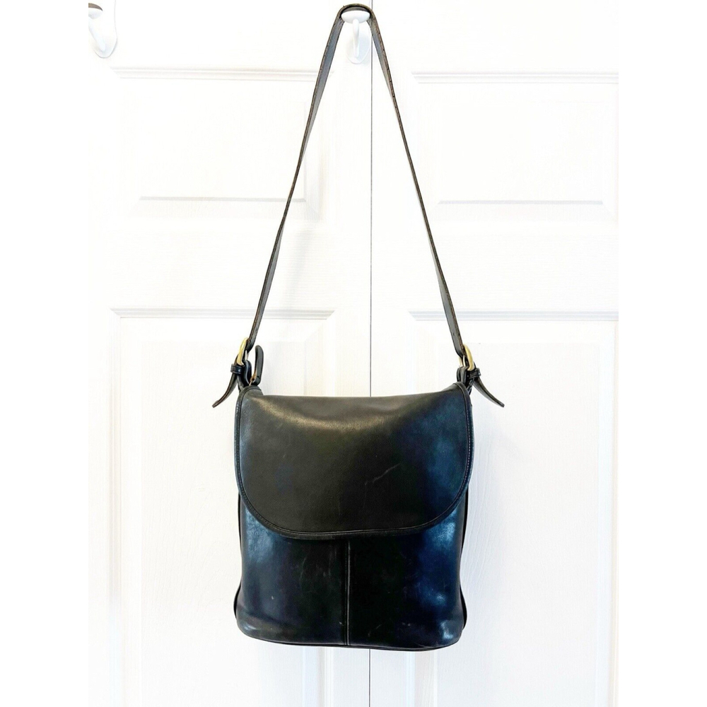 Vintage 90’s Coach Black Flap Leather Bag Made In USA Y2K